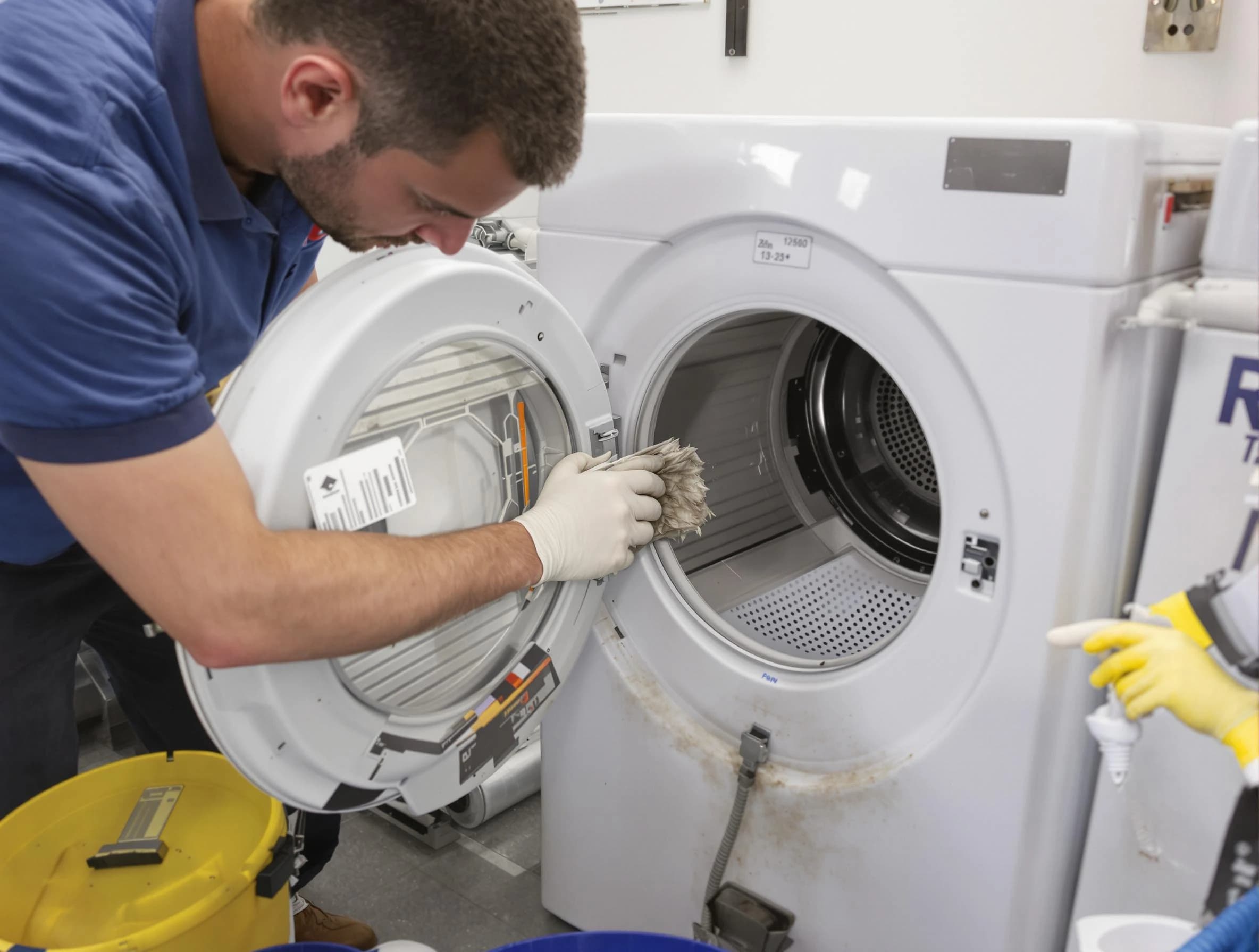 Clinton Dryer Vent Cleaning specialist performing detailed lint trap cleaning service in Clinton