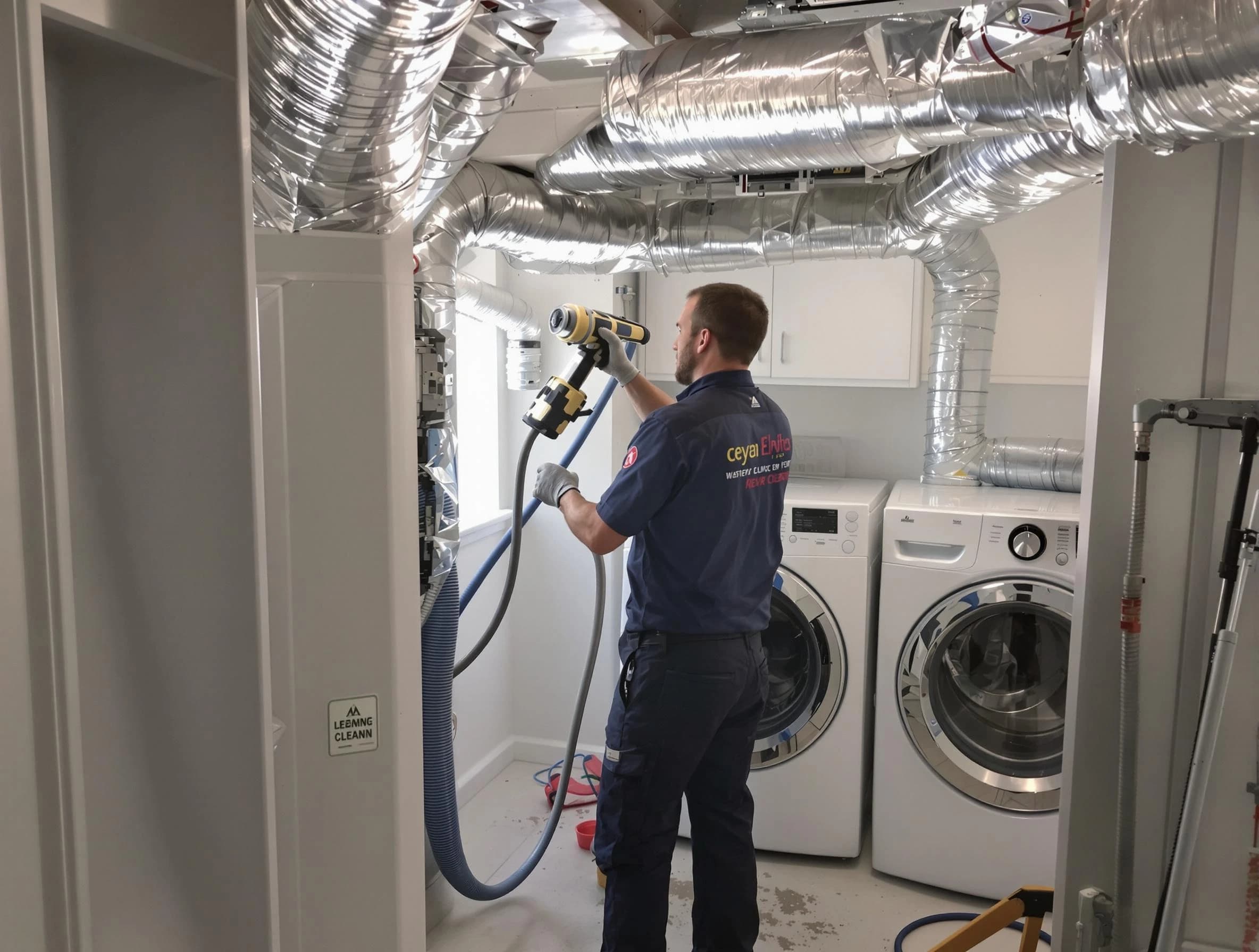 Clinton Dryer Vent Cleaning specialist using advanced equipment for thorough duct cleaning in Clinton