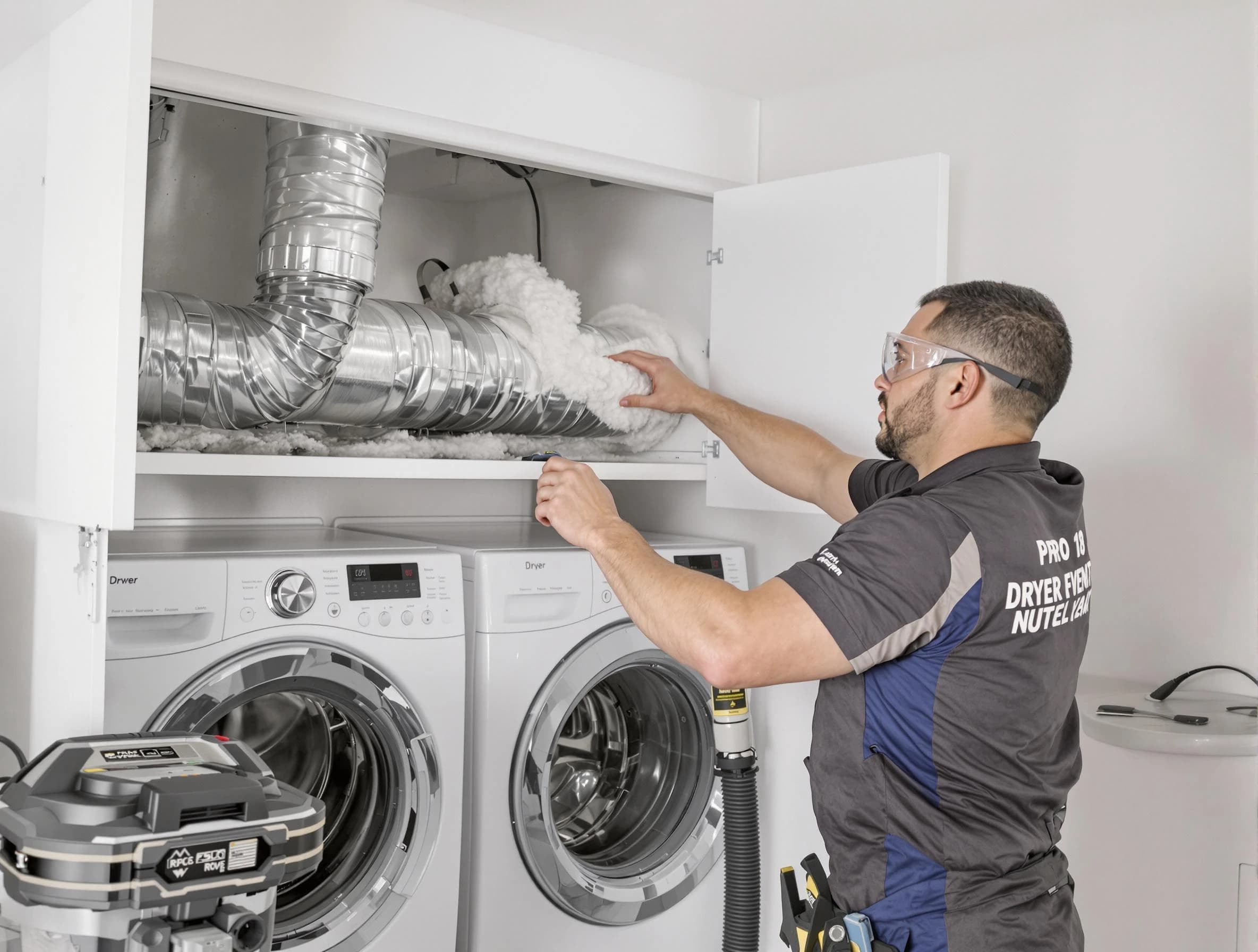 Clinton Dryer Vent Cleaning certified technician performing specialized gas dryer vent cleaning in Clinton