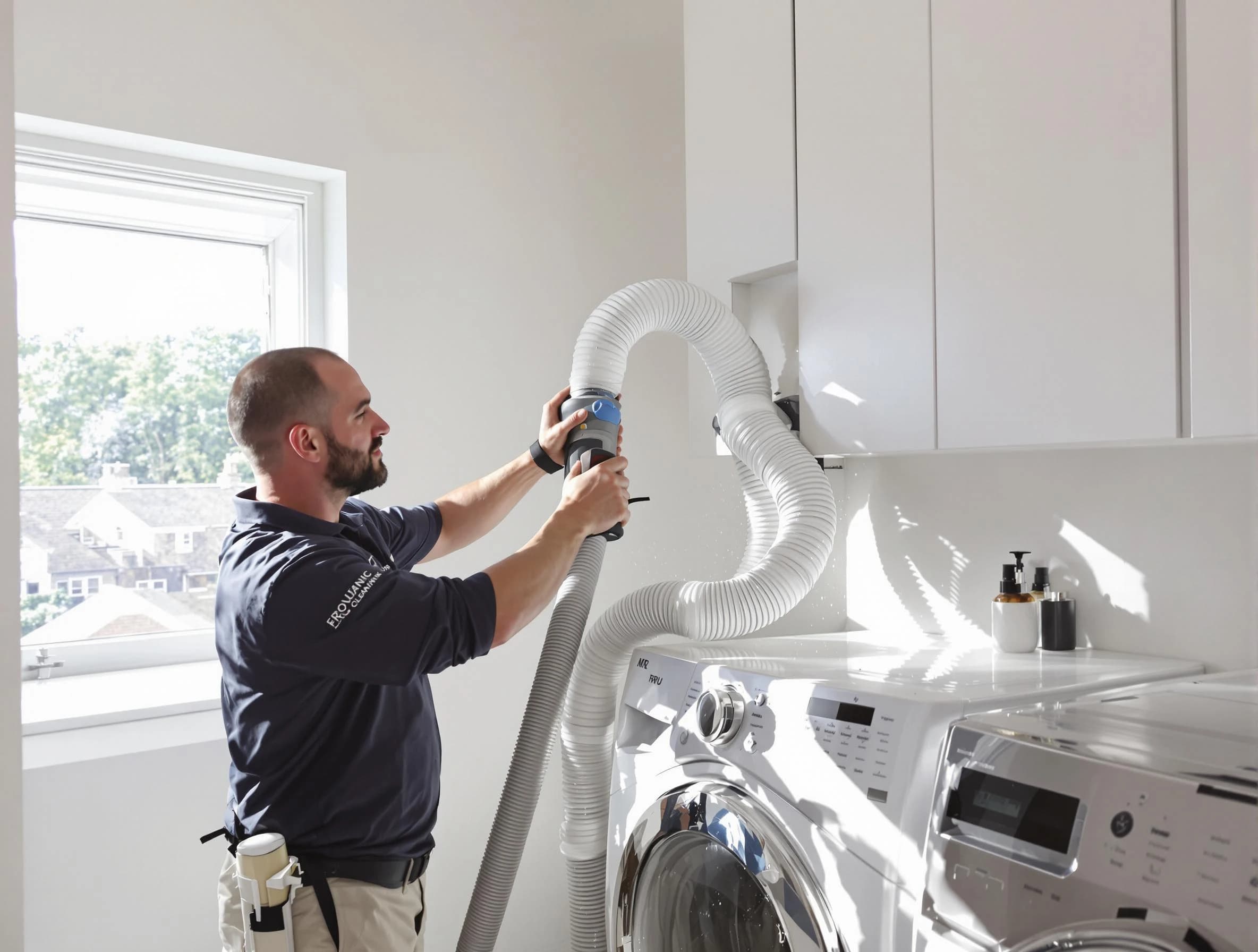 Certified Clinton Dryer Vent Cleaning technician performing dryer vent cleaning in Clinton