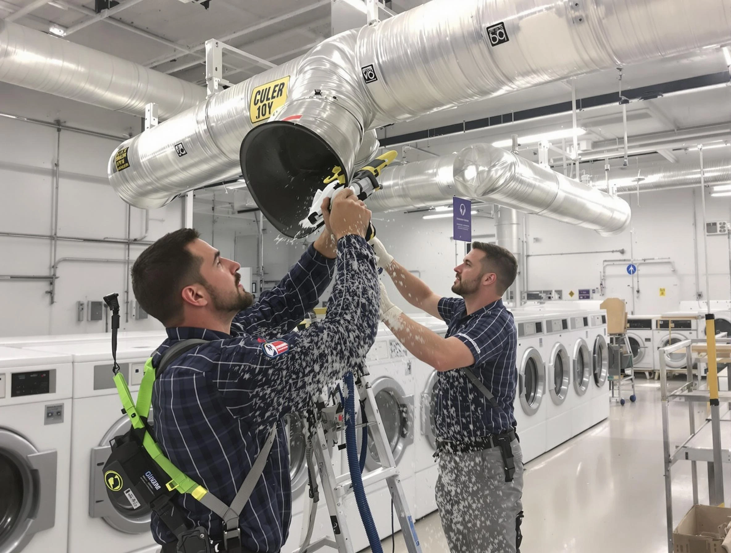 Clinton Dryer Vent Cleaning team performing large-scale commercial dryer vent cleaning in Clinton